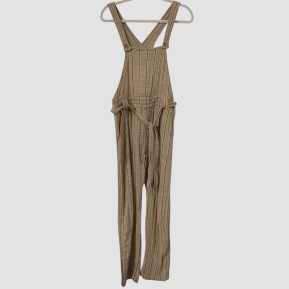 FREE PEOPLE -ONE BALLAST STRIPED GAUZE COTTON HOBO DISTRESSED OVERALLS J… - Picture 5 of 16